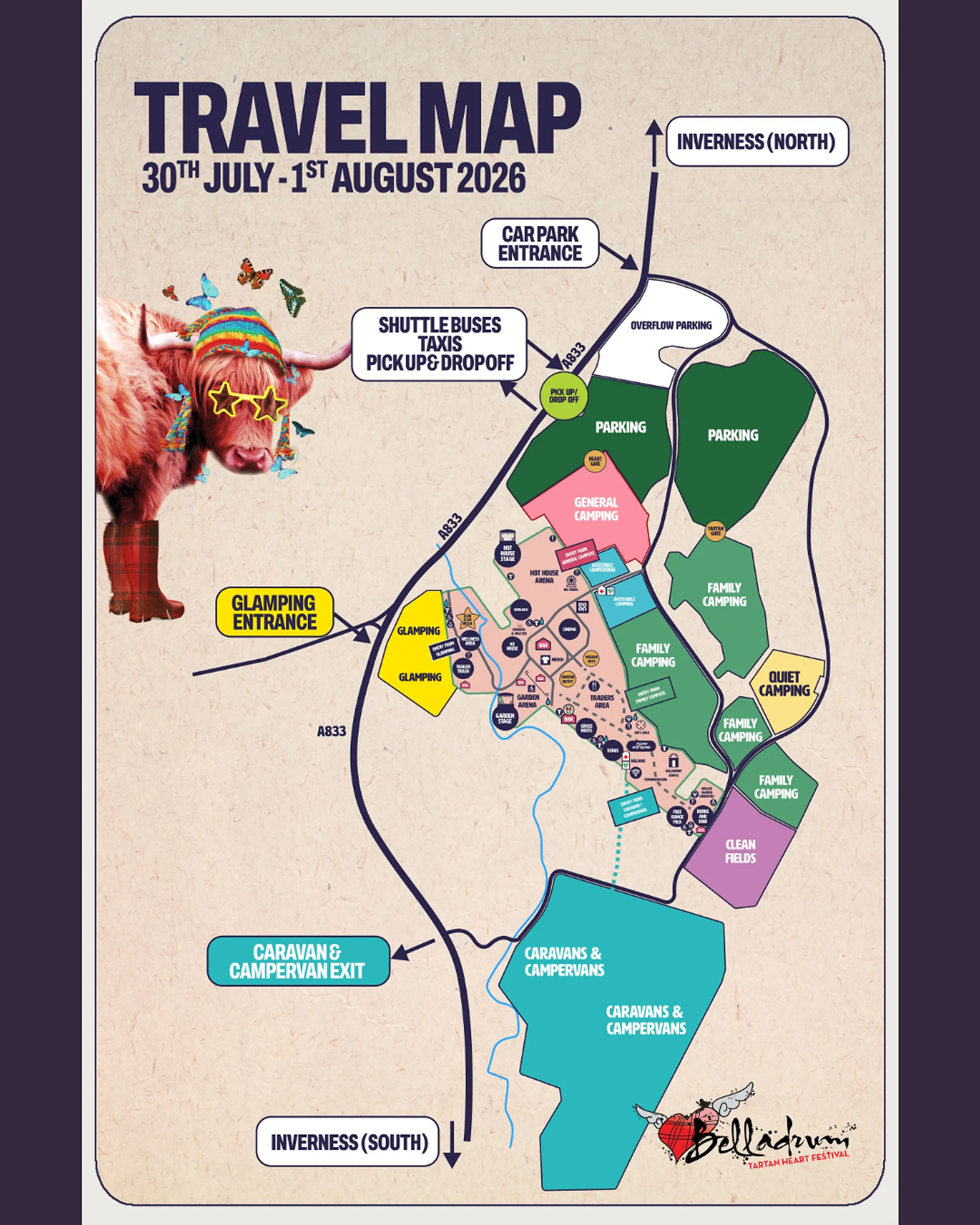 Belladrum travel and camping map